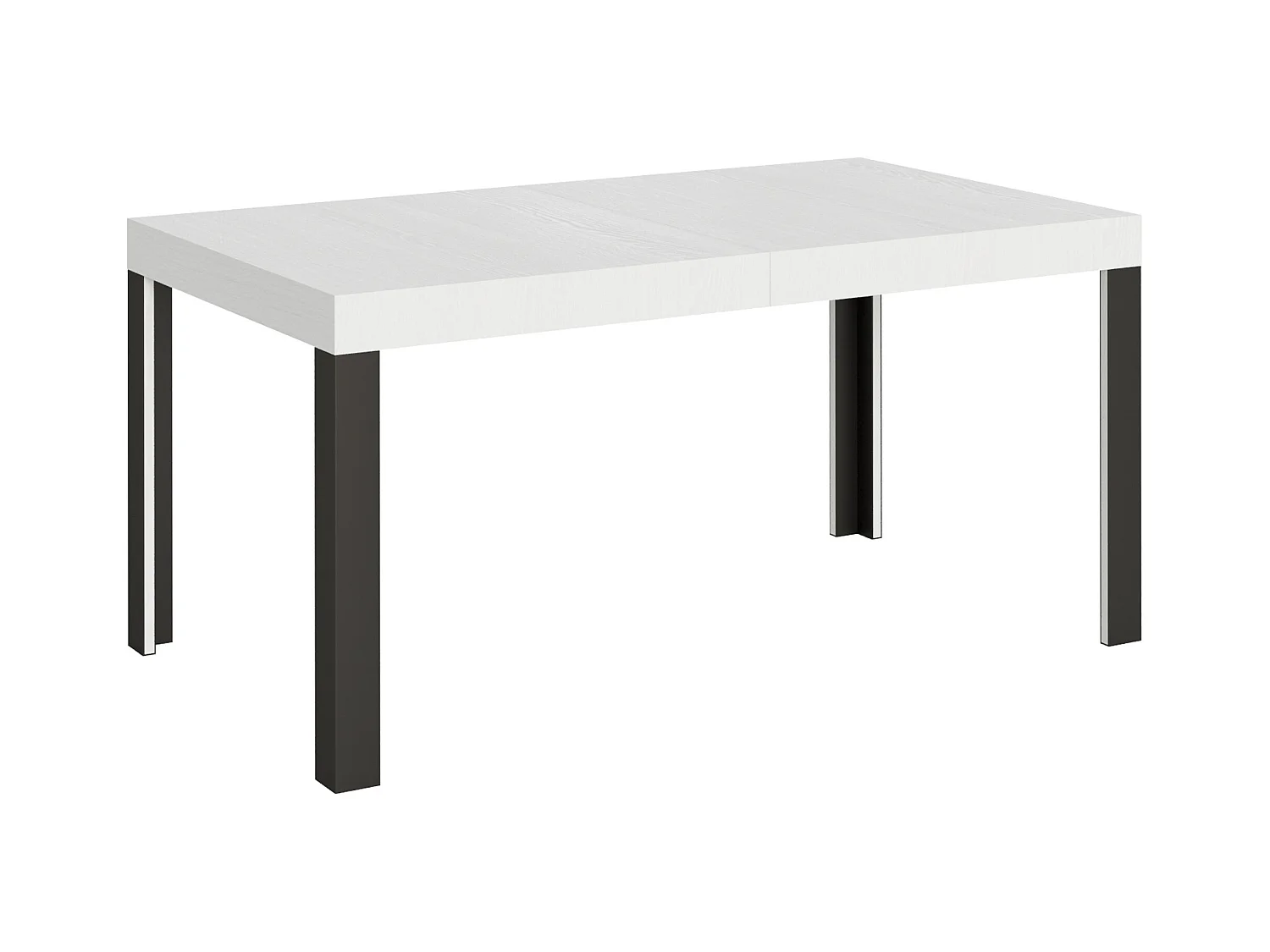 Table extensible 90x160/264 cm Linea Frêne Blanc cadre Anthracite