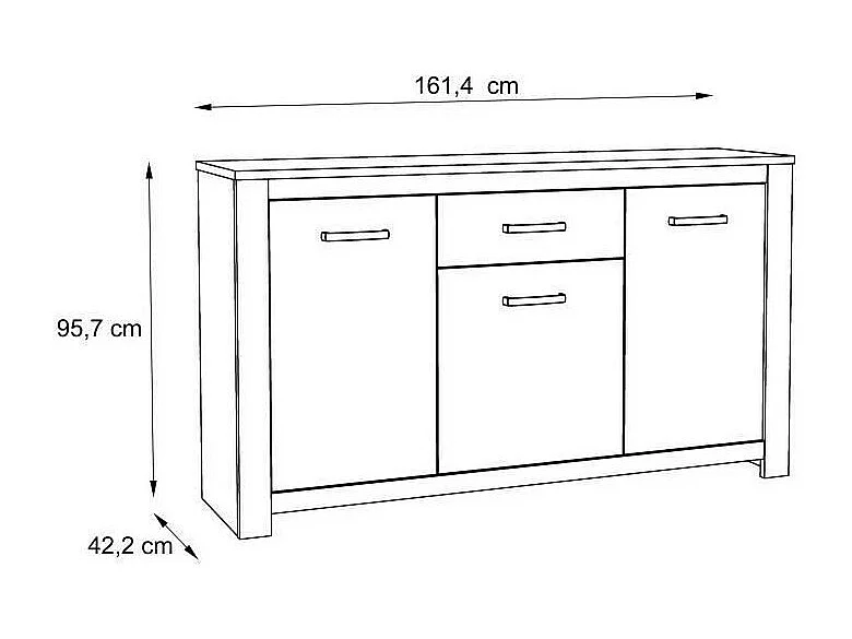 Buffet bas - Décor chene vieilli - Classique - HAVANNA - L 161 cm