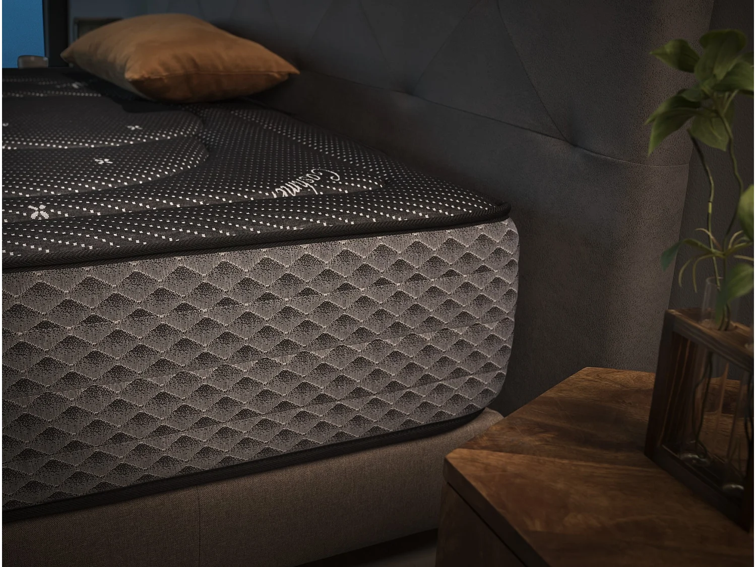 Matelas Visco 160x190 Cachemire Confort Nuit Hauteur 30cm Fermeté Moyenne-Haute.