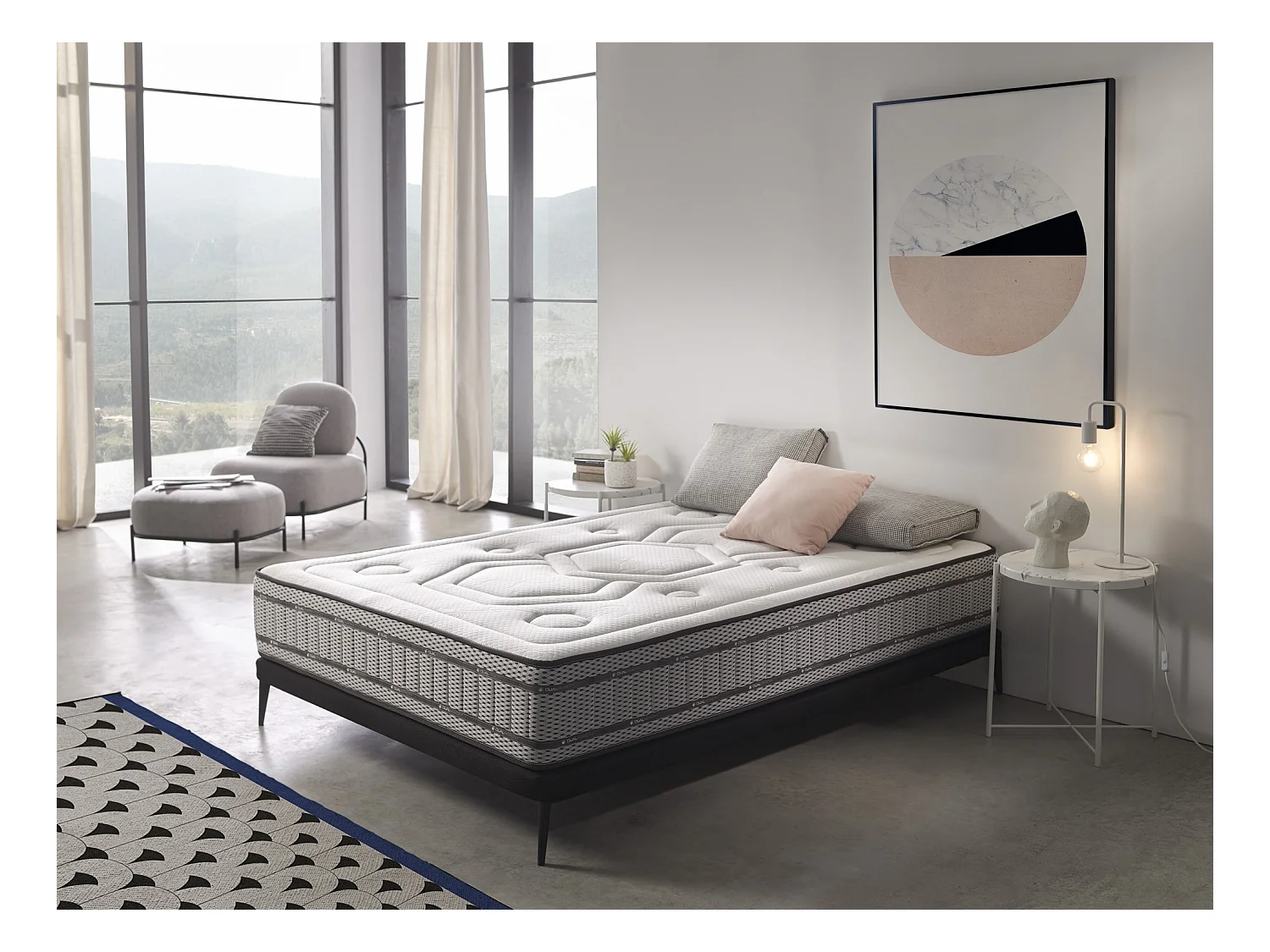 Matelas à ressorts ensachés à mémoire double face 120x190 Hauteur 30 cm +/-2.