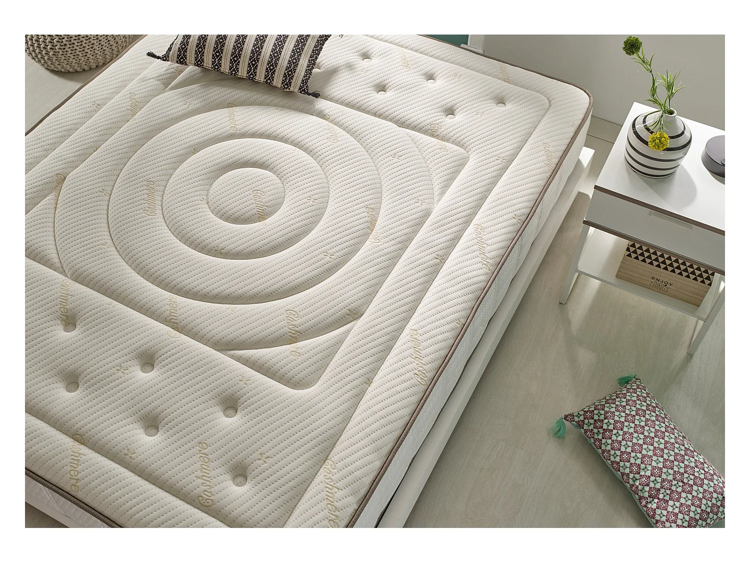 Matelas 160 x 190 Visco Cachemire Impérial Fibres Naturelles Hauteur 26 Cm ±2