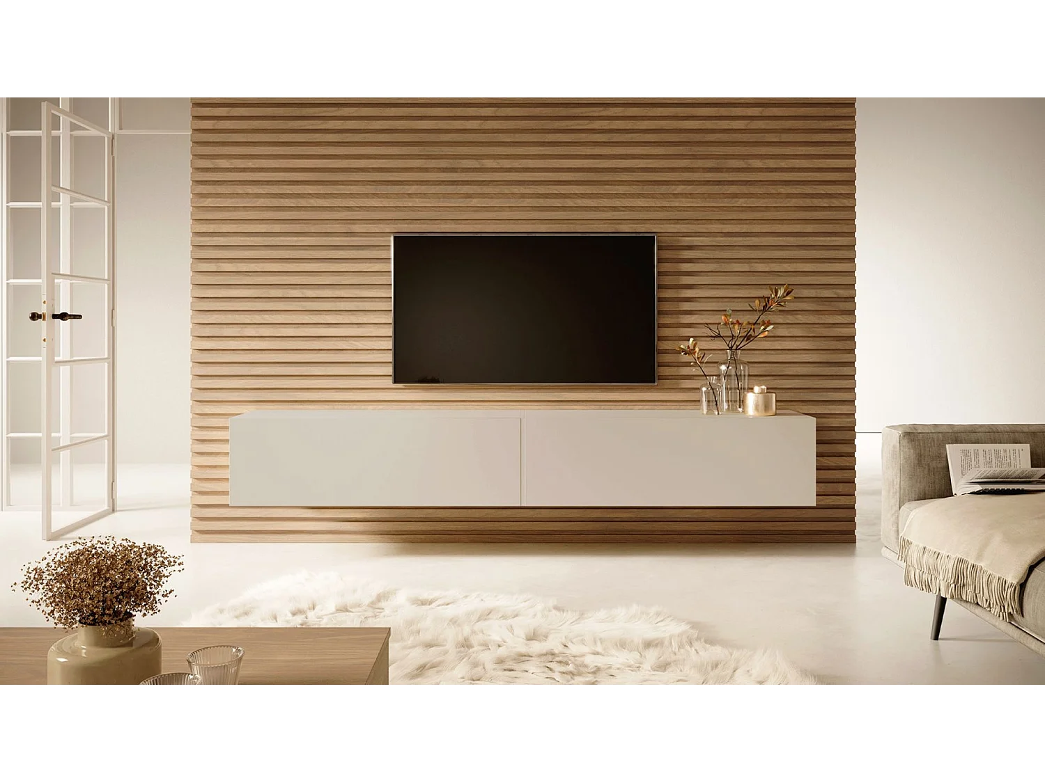 TV-Möbel - 200 cm - taupe (graubeige) - BISIRA
