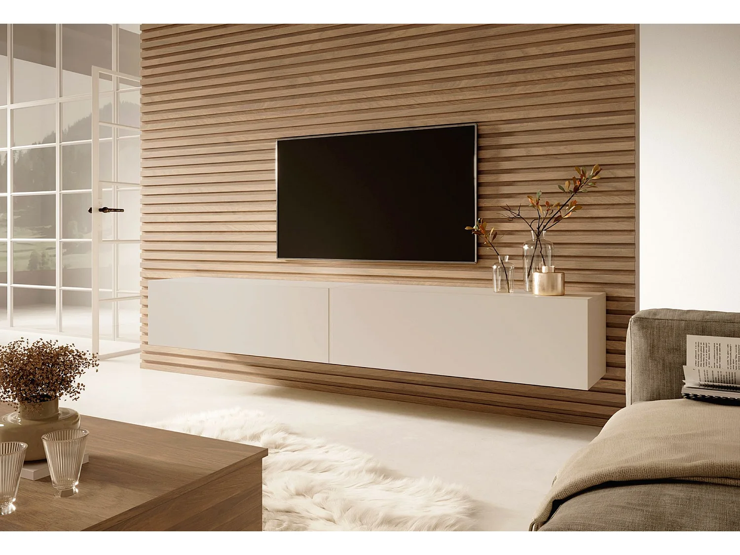 TV-Möbel - 200 cm - taupe (graubeige) - BISIRA