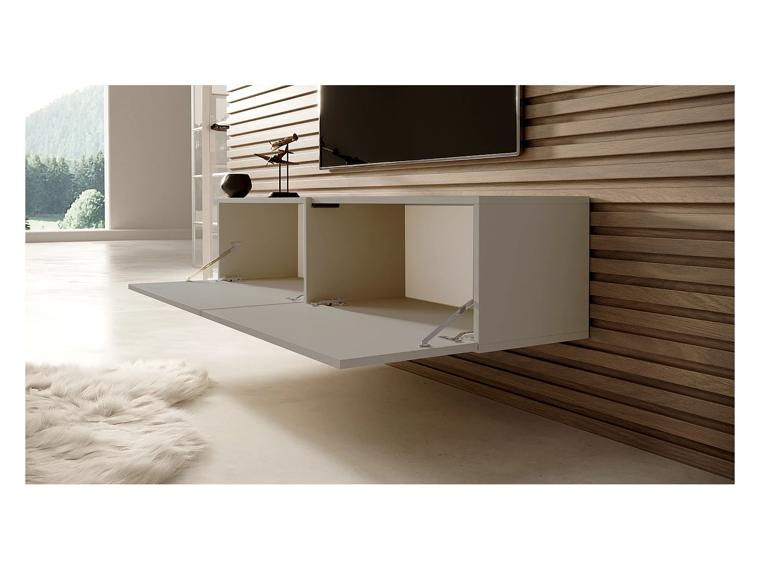 Meuble TV - 200 cm - taupe (gris-beige) - BISIRA