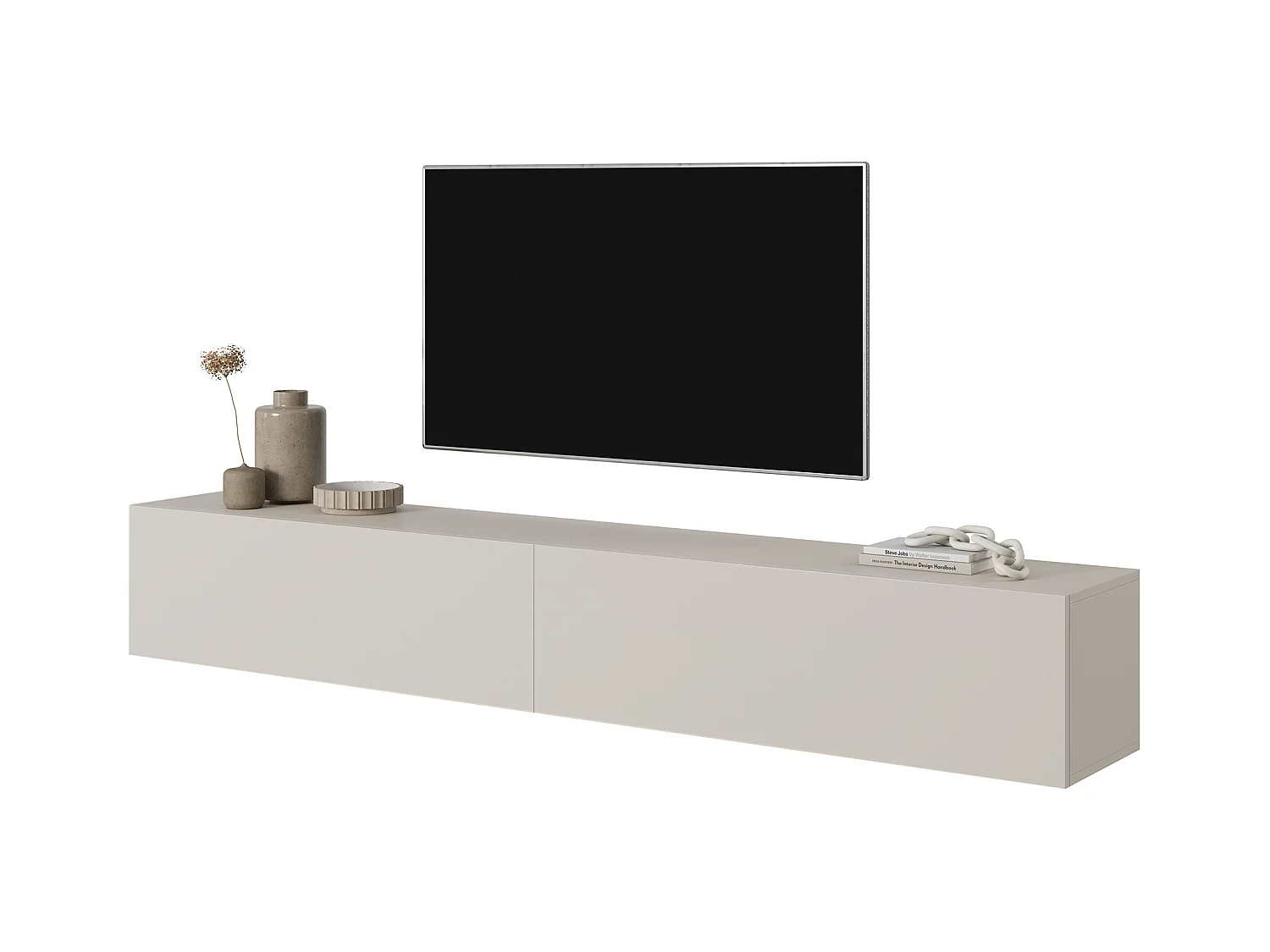 Meuble TV - 200 cm - taupe (gris-beige) - BISIRA