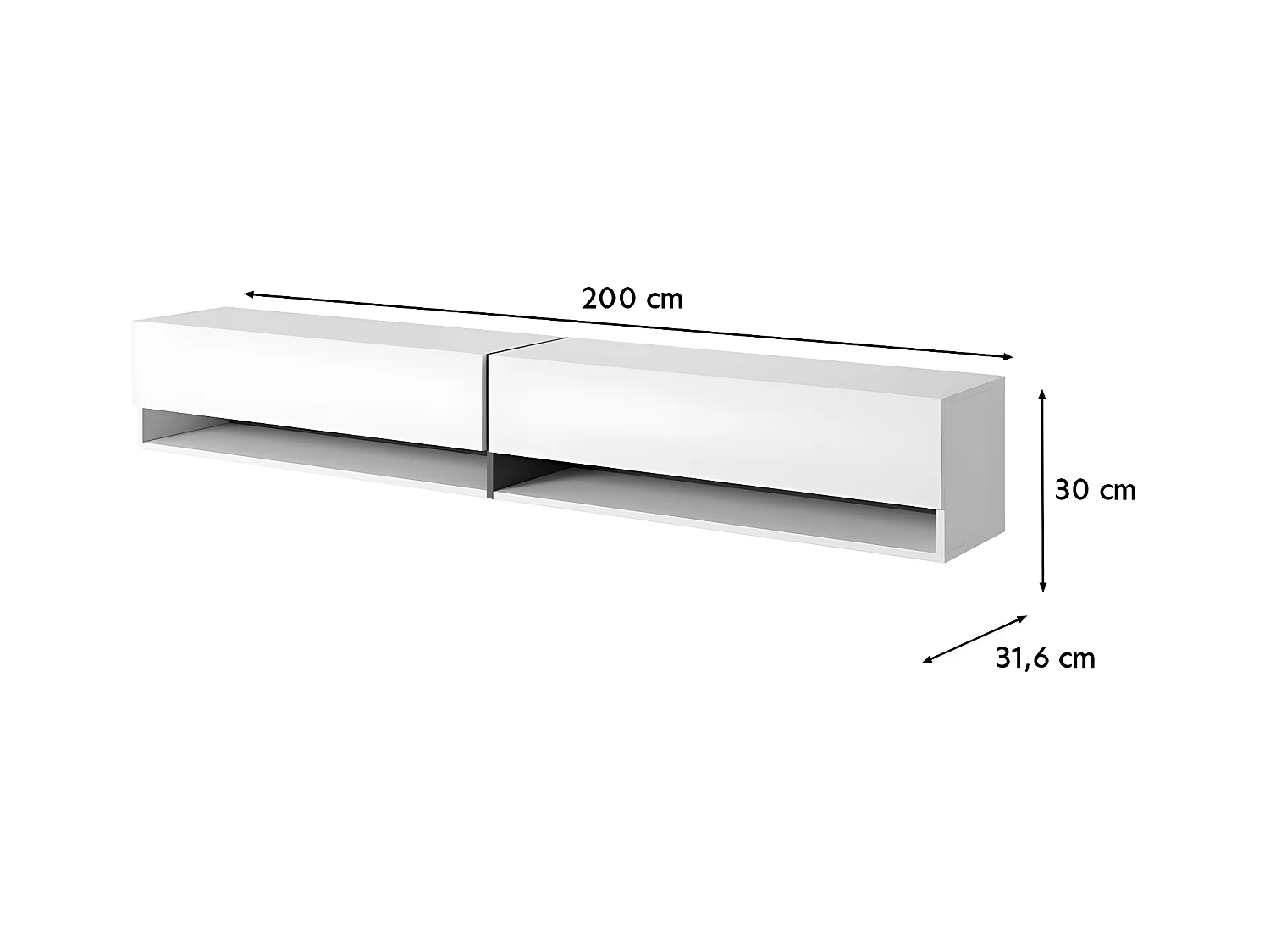 Meuble TV - 200 cm - taupe (gris-beige) - BISIRA