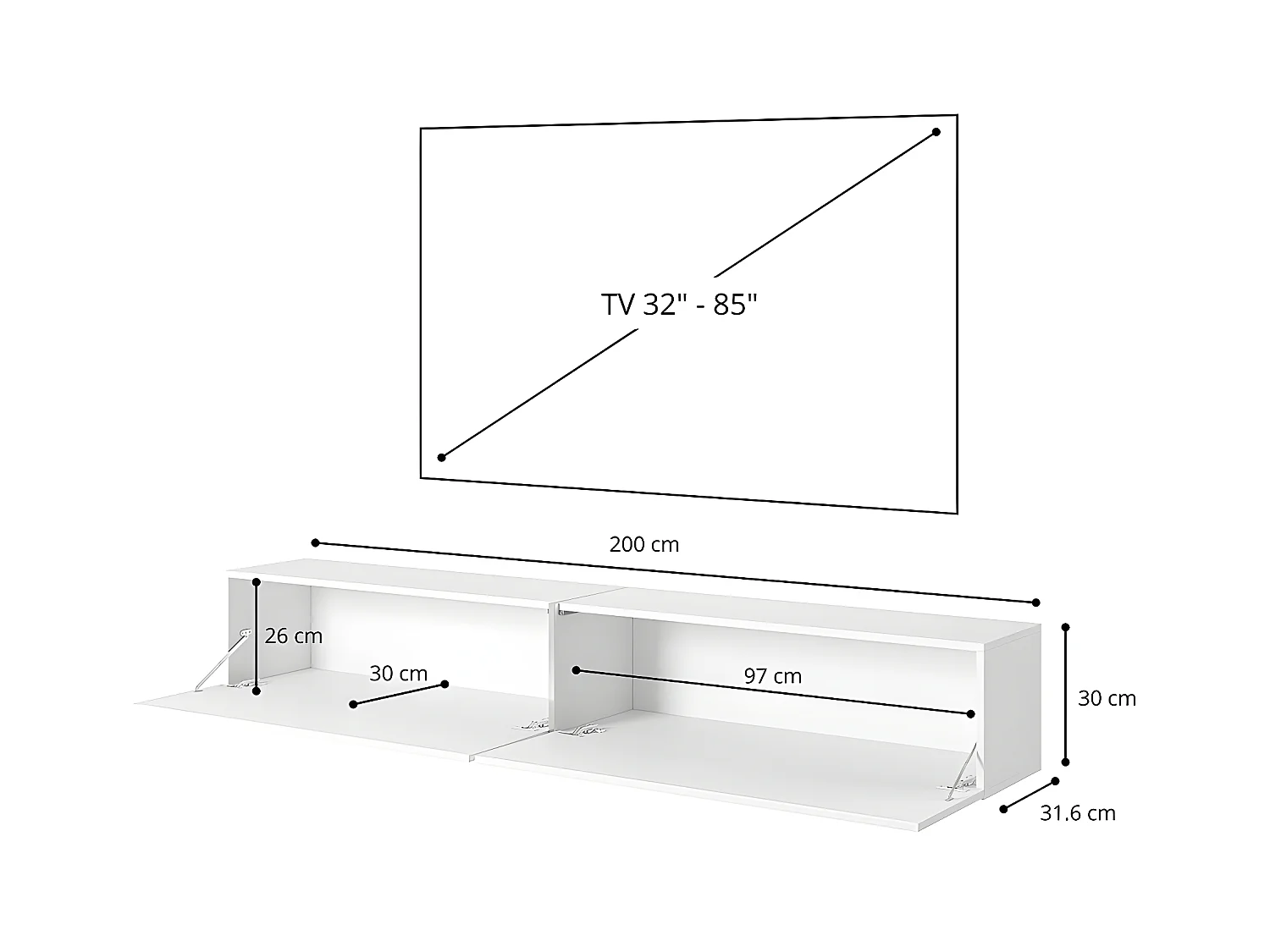 Meuble TV - 200 cm - taupe (gris-beige) - BISIRA