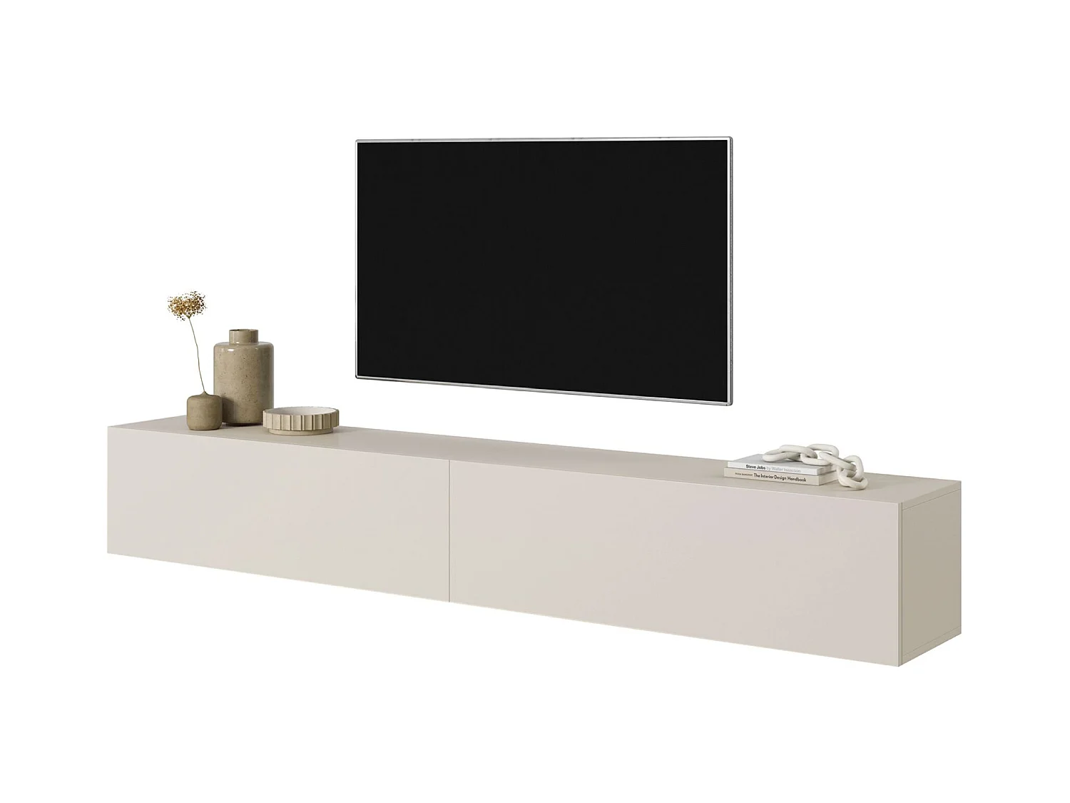 Meuble TV - 200 cm - taupe (gris-beige) - BISIRA