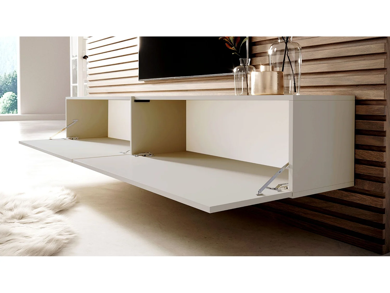 Meuble TV - 200 cm - taupe (gris-beige) - BISIRA