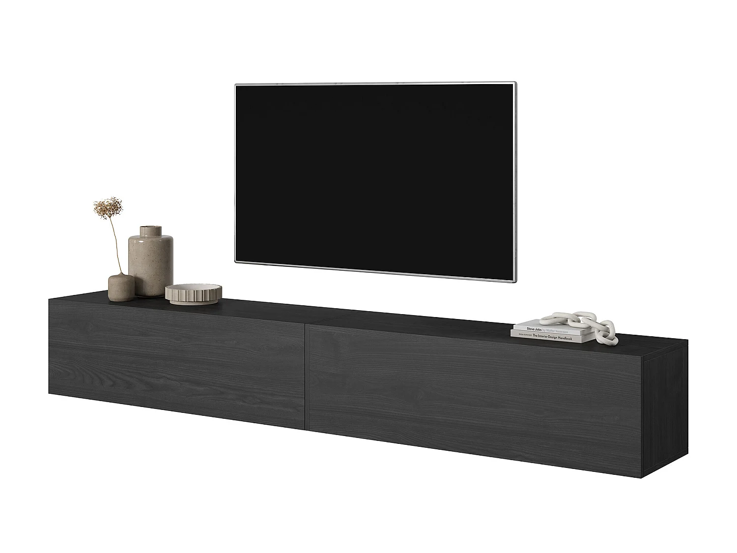 TV-Möbel 200 cm Esche Schwarz - Bisira