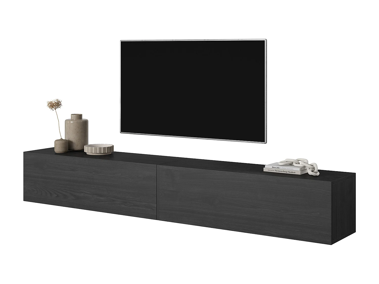 Meuble TV 200 cm - Frêne noir - BISIRA