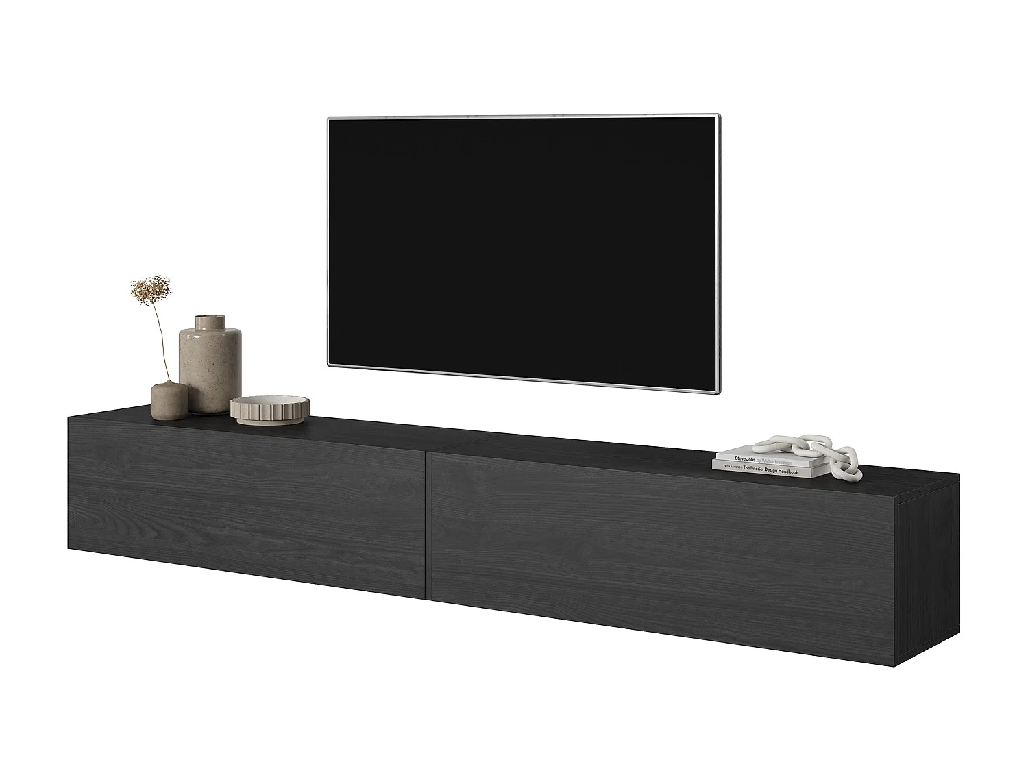 TV-meubel 200 cm - Zwarte essen - BISIRA