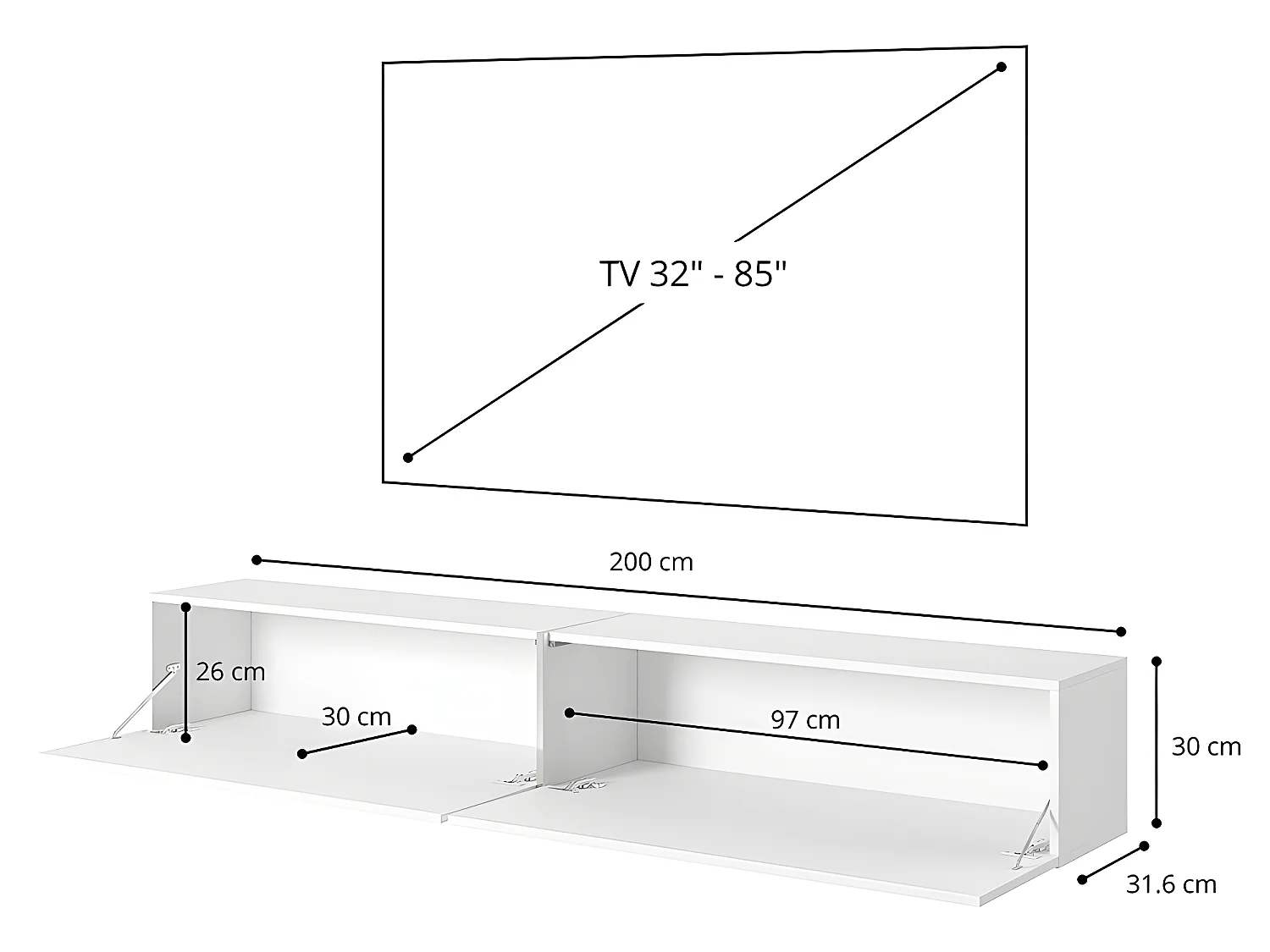 Meuble TV 200 cm - Noyer - BISIRA