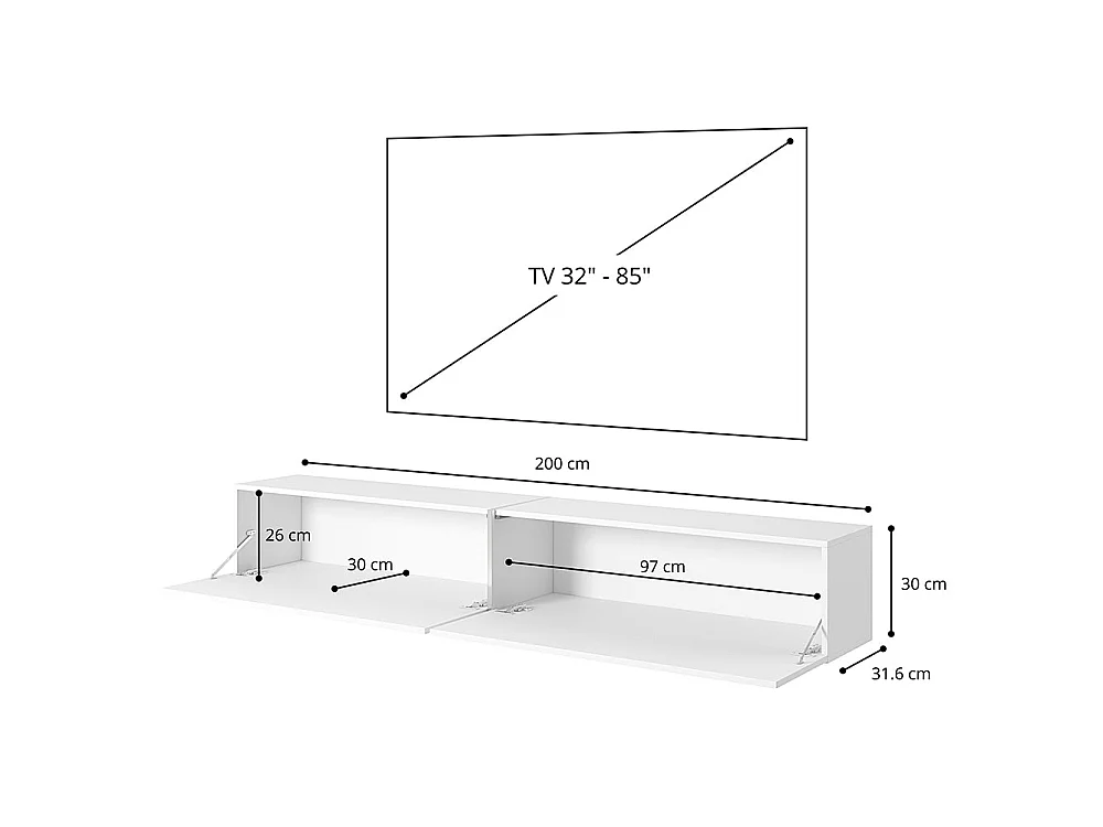 Meuble TV 200 cm - Noyer - BISIRA
