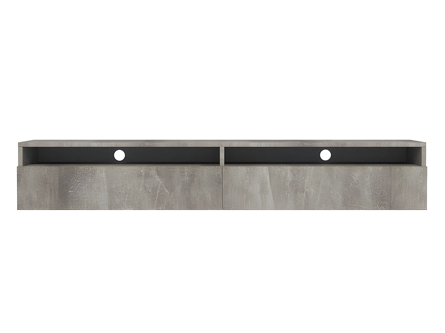 Meuble TV - 180 cm - gris béton - 2 niches ouvertes - avec 2 tiroirs - REDNAW