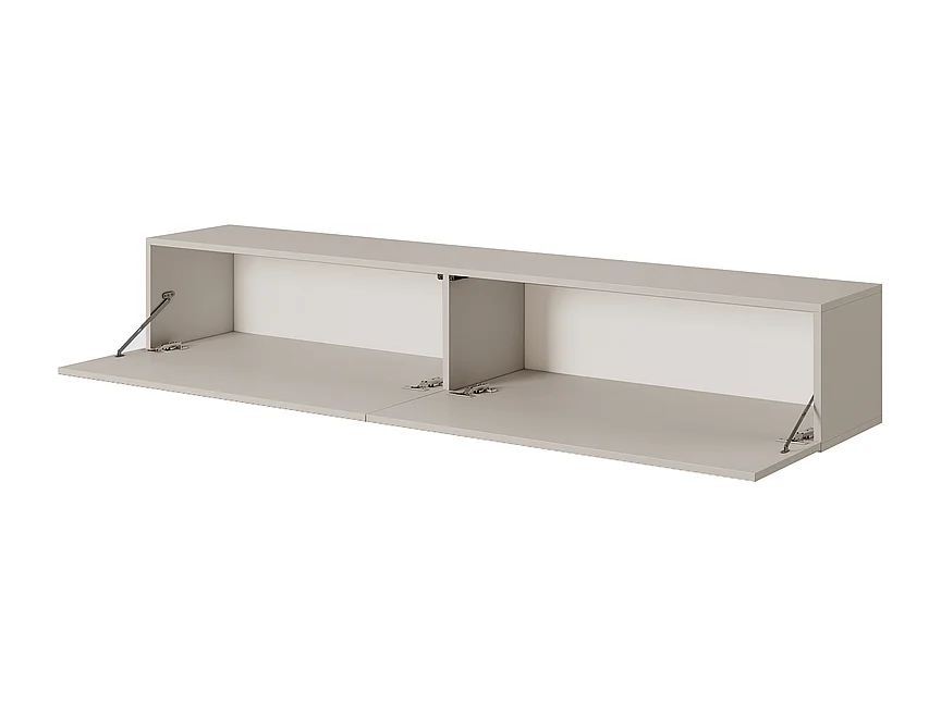 Meuble TV suspendu - 175 cm - gris-beige avec façade fraisée - VELDIO