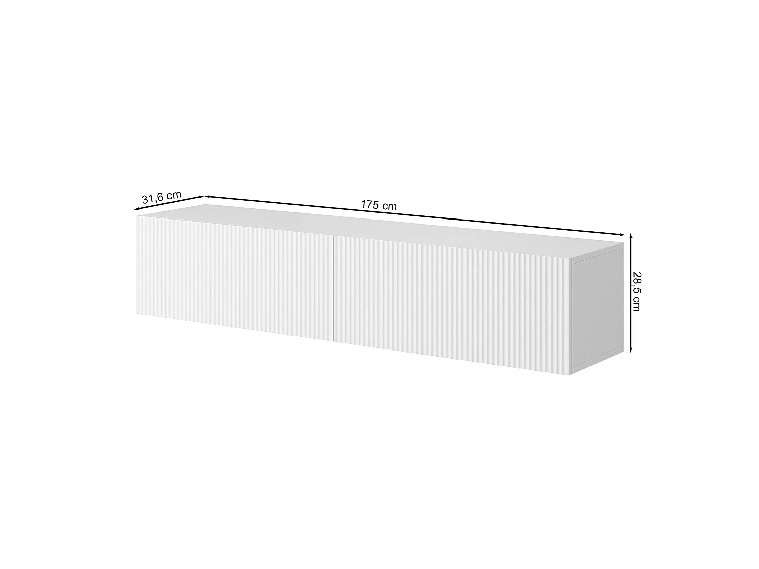 Meuble TV suspendu - 175 cm - gris-beige avec façade fraisée - VELDIO