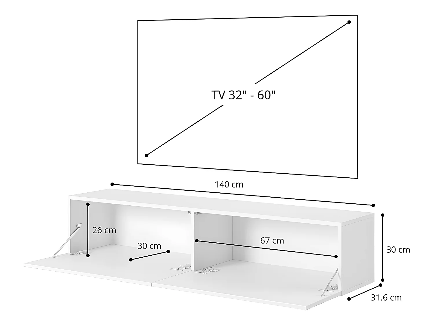 TV-meubel 140 cm - Walnoot - BISIRA