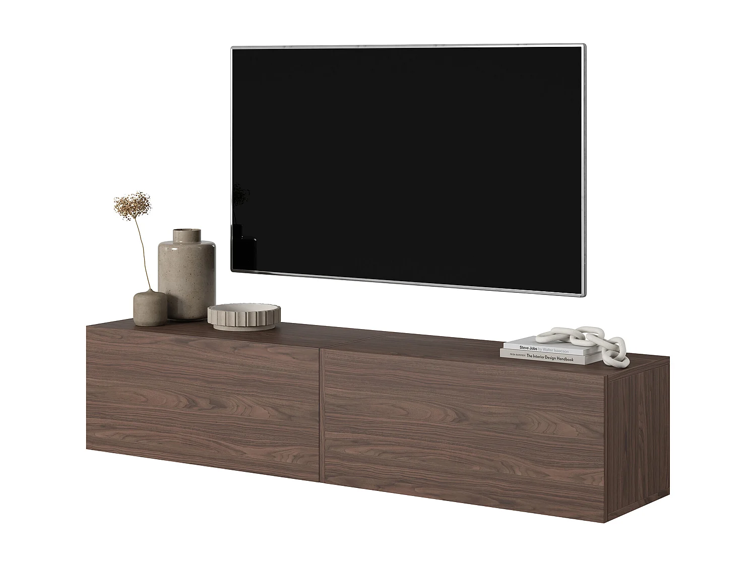 Meuble TV 140 cm - Noyer - BISIRA
