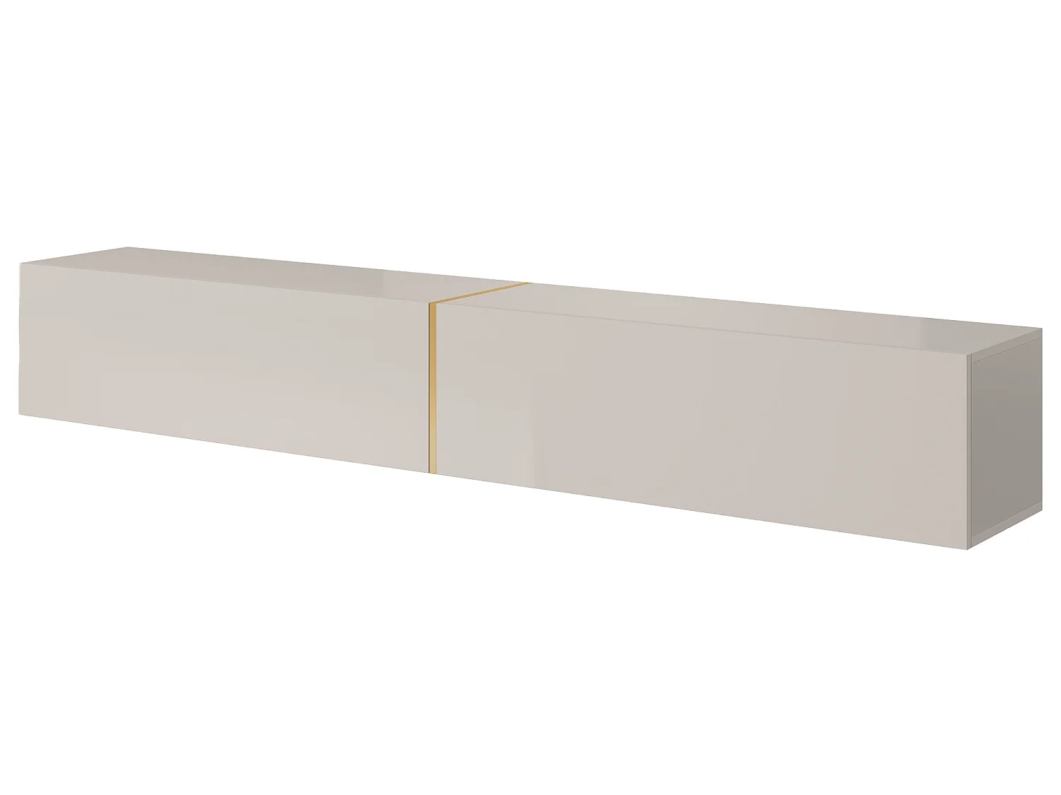 Meuble TV - 200 cm - taupe (gris-beige) avec insert doré - BISIRA