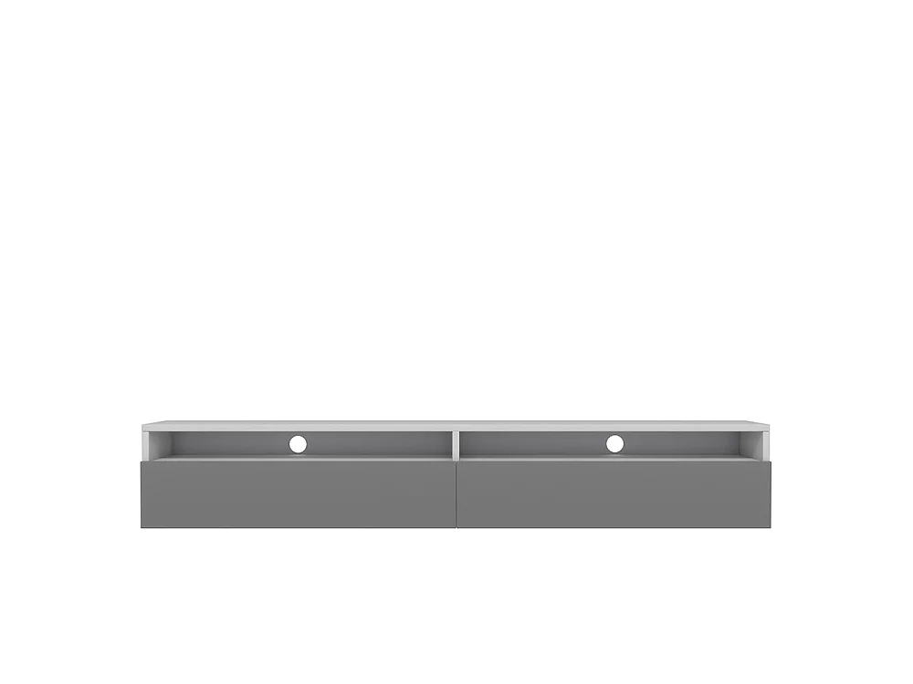 Mueble TV / Mueble de salón - Blanco Mate / Gris Brillo - 180 cm - Rednaw