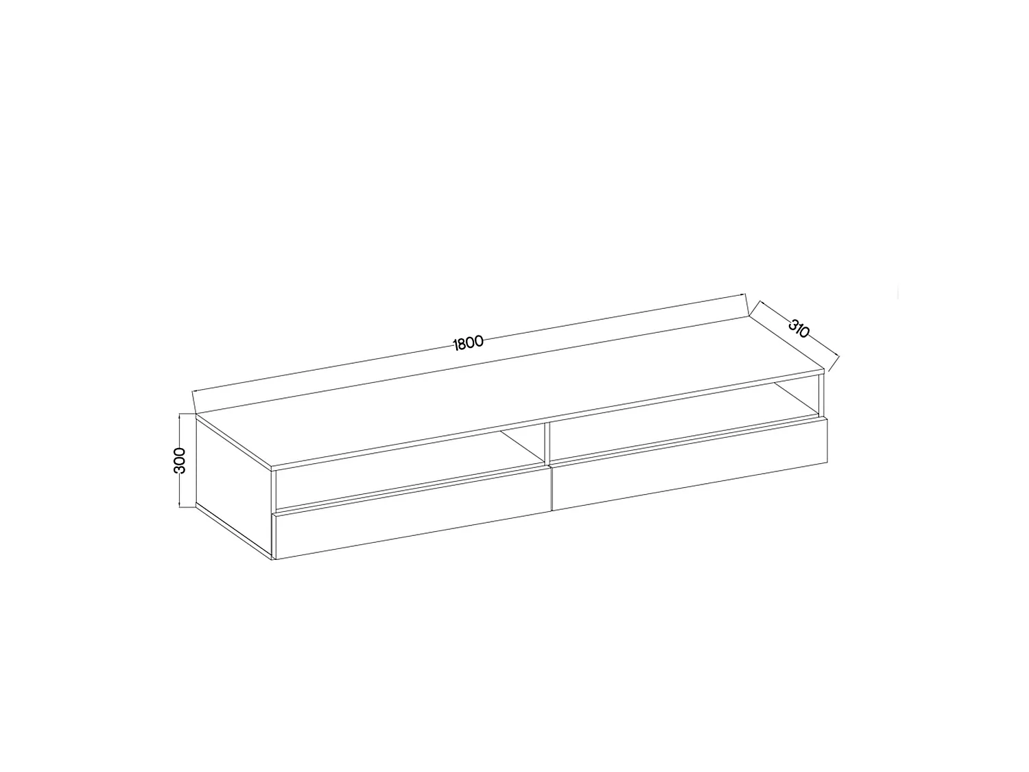 Mueble TV / Mueble de salón - Blanco Mate / Gris Brillo - 180 cm - Rednaw