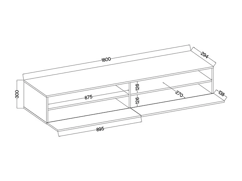 TV-Schrank / TV-Board stehend / hängend, 180 cm breit (Weiß Matt / Grau Hochglanz mit LED) - Rednaw