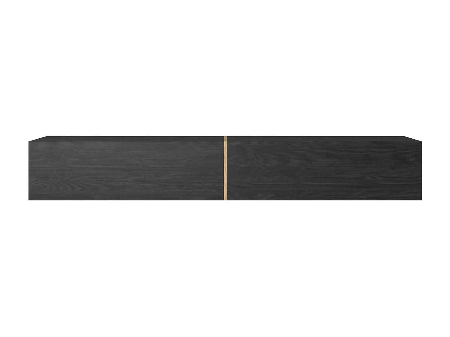 Meuble TV 200 cm - Frêne noir avec insert doré - BISIRA