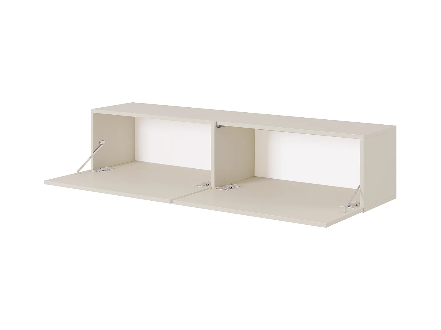 Meuble TV - 140 cm - taupe (gris-beige) avec insert doré - BISIRA