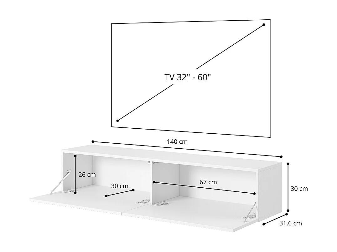 Mueble TV 140 cm Nogal con inserto dorado - Bisira