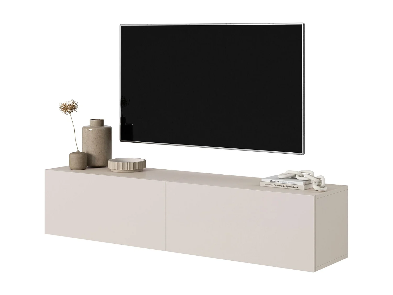 Meuble TV - 140 cm - taupe (gris-beige) - BISIRA