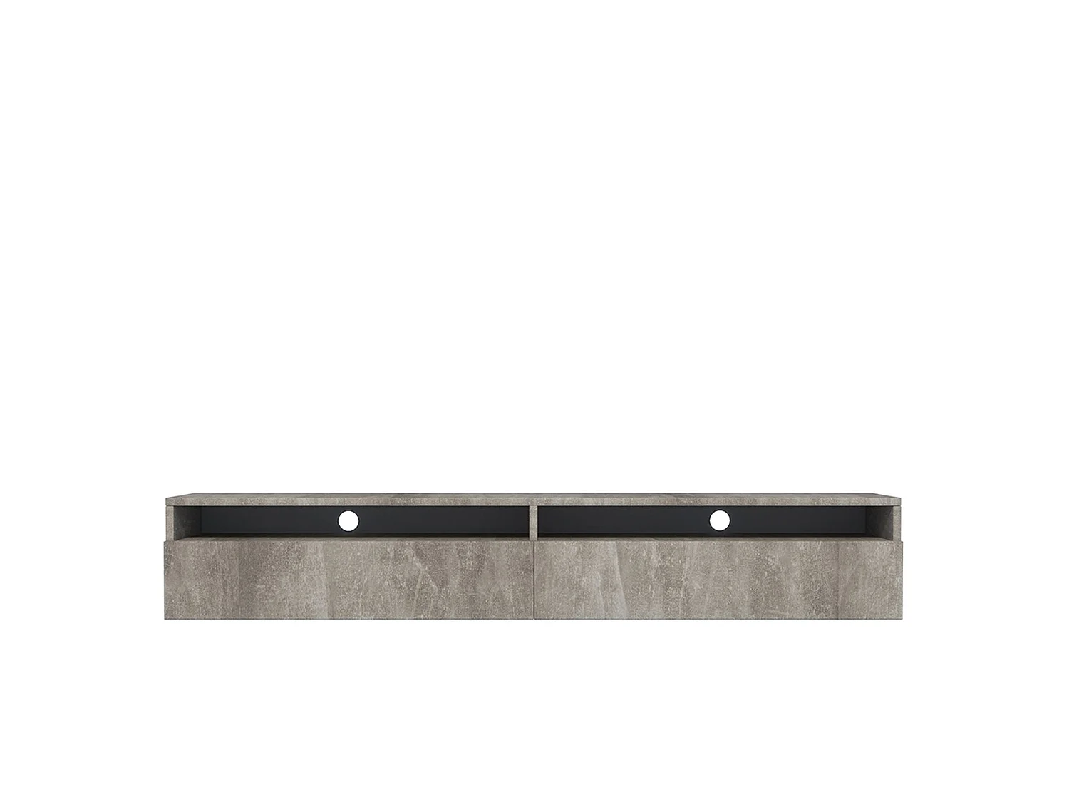 TV-meubel - 180 cm - betongrijs - 2 open nissen - met 2 lades - met LED - REDNAW
