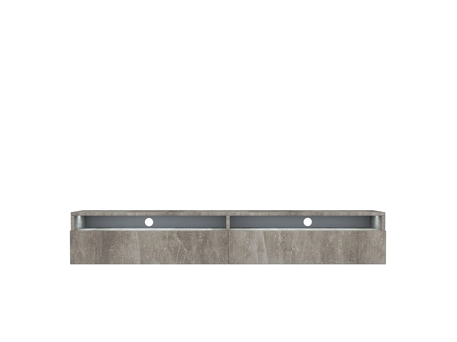 TV-meubel - 180 cm - betongrijs - 2 open nissen - met 2 lades - met LED - REDNAW