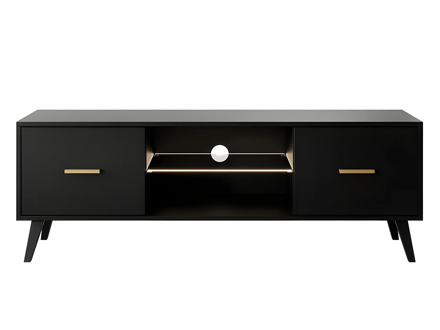 Mobile TV in piedi - 140 cm - nero con maniglie oro - SAVONI I