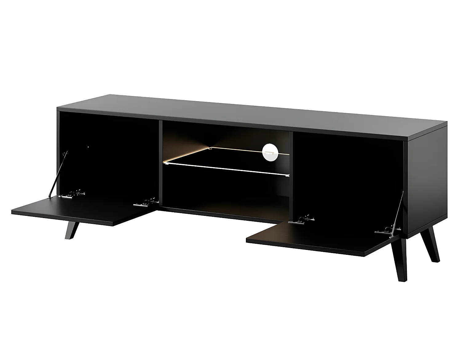 Mobile TV in piedi - 140 cm - nero con maniglie oro - SAVONI I