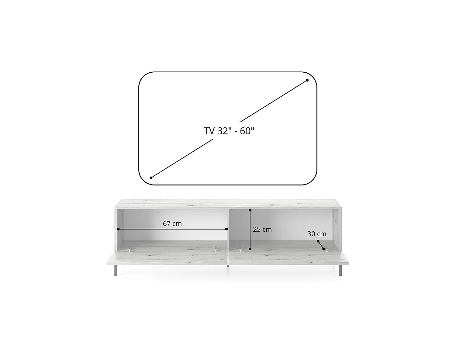 Meuble TV - 140 cm - taupe (gris-beige) - LAMMELO