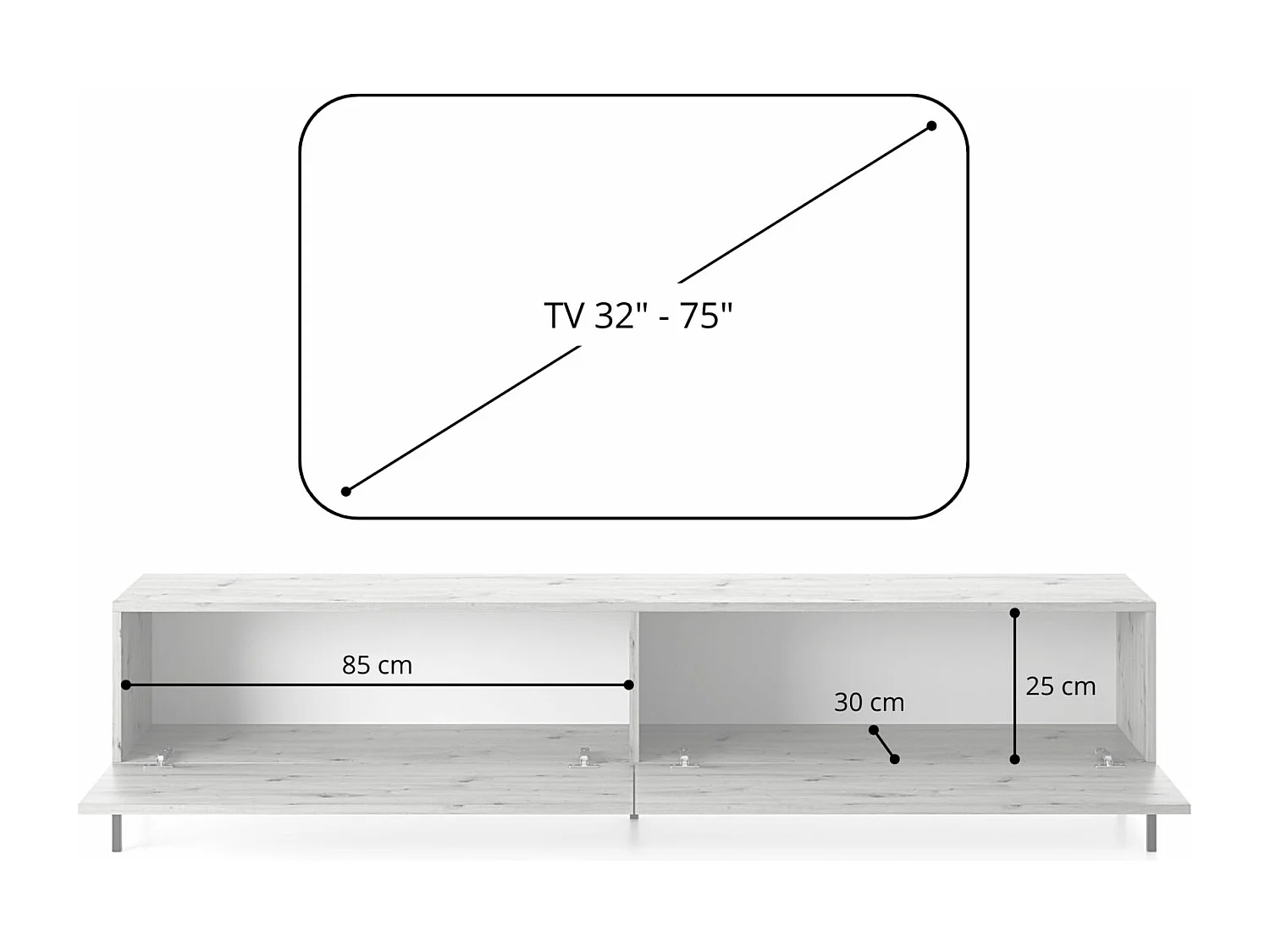 Meuble TV - 175 cm - taupe (gris-beige) - LAMMELO