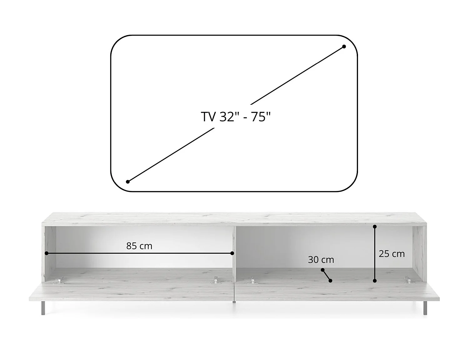 Meuble TV - 175 cm - taupe (gris-beige) - LAMMELO