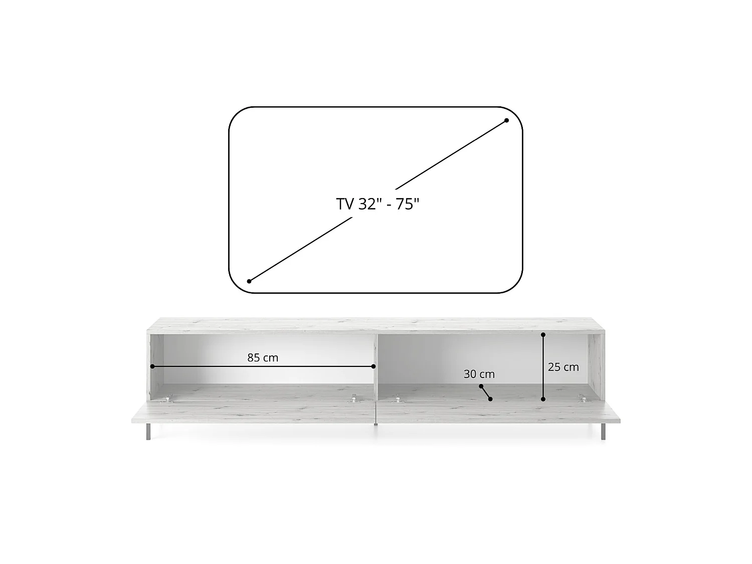 Meuble TV - 175 cm - taupe (gris-beige) - LAMMELO