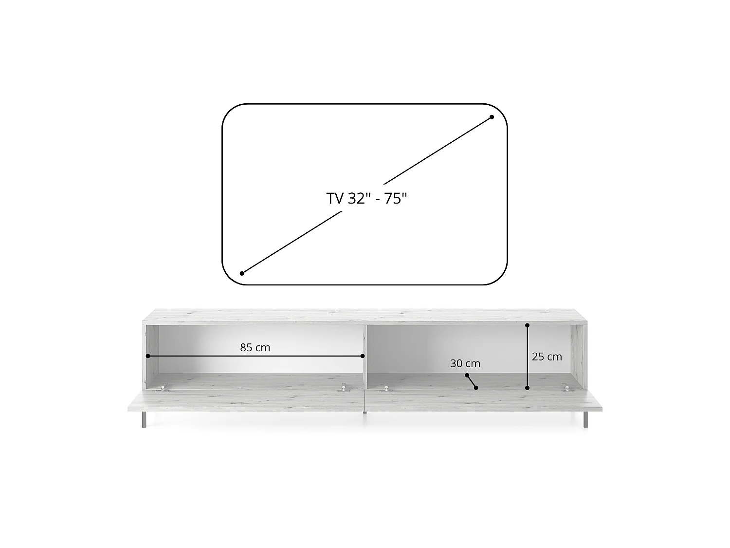 Meuble TV - 175 cm - taupe (gris-beige) - LAMMELO