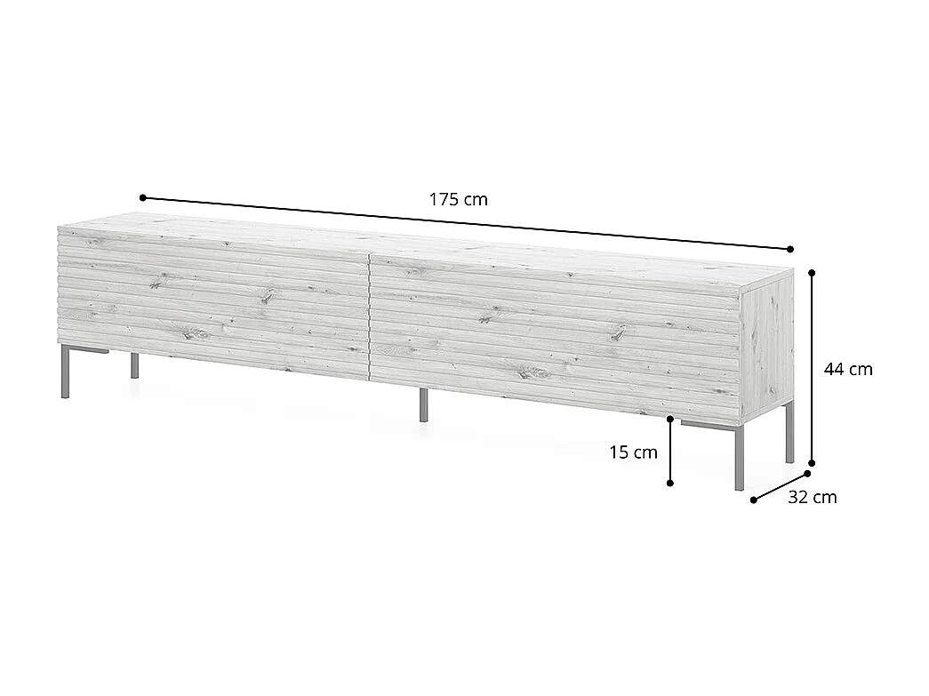 Meuble TV - 175 cm - lamelle noire - LAMMELO