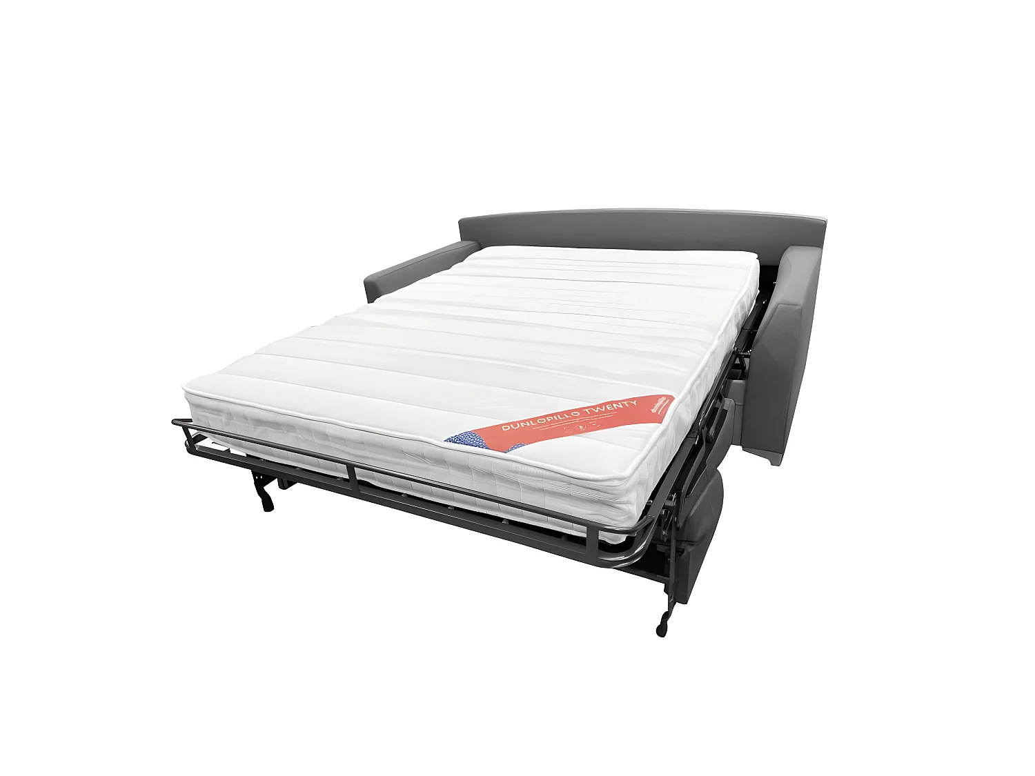 MODESTO Canapé convertible 3 places gris matelas Dunlopillo 140cm