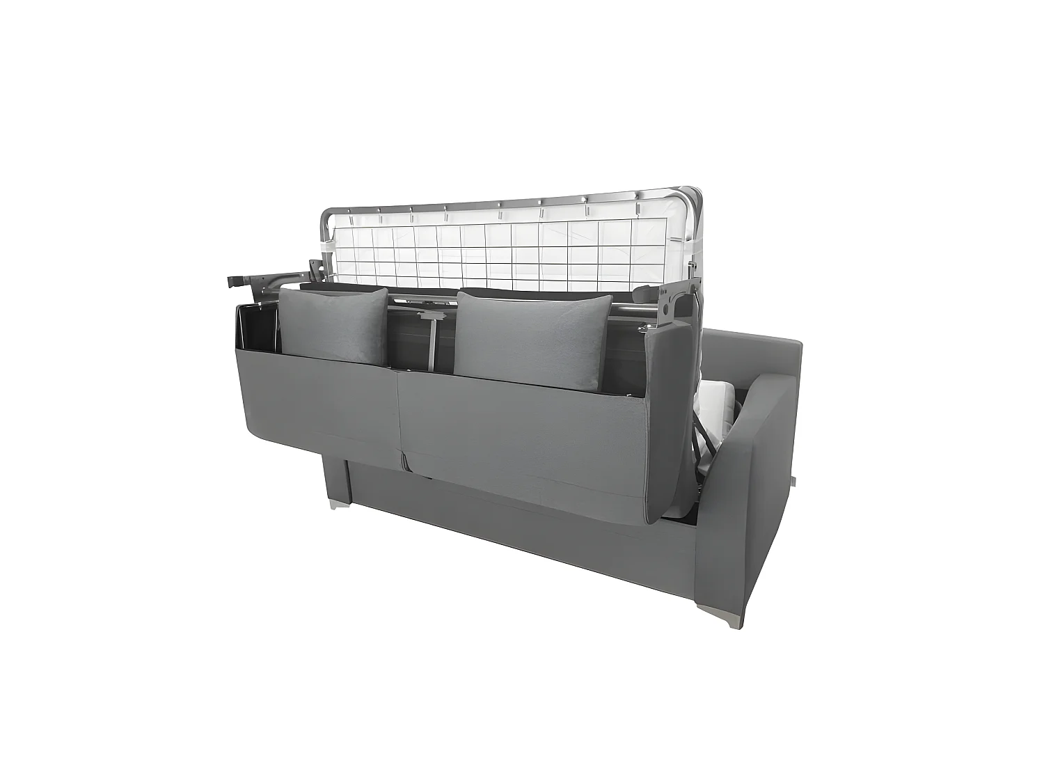 MODESTO Canapé convertible 3 places gris matelas Dunlopillo 140cm