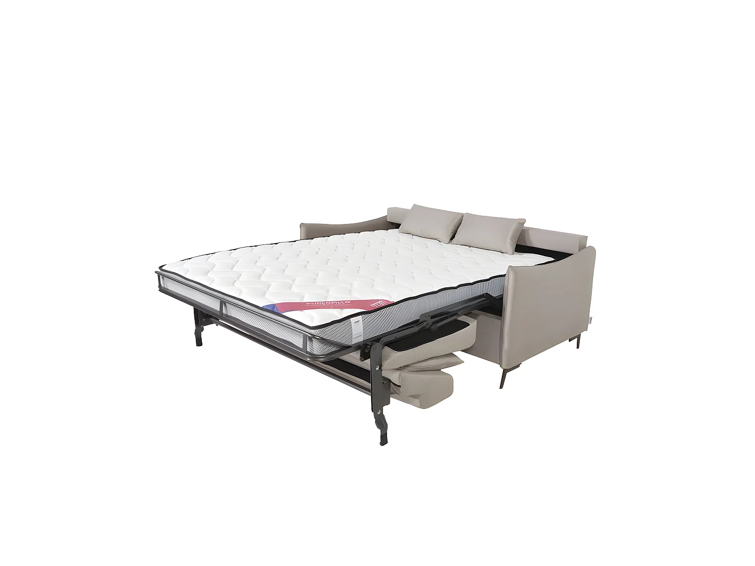 PICADILY Canapé convertible 3 places beige matelas Dunlopillo 140cm
