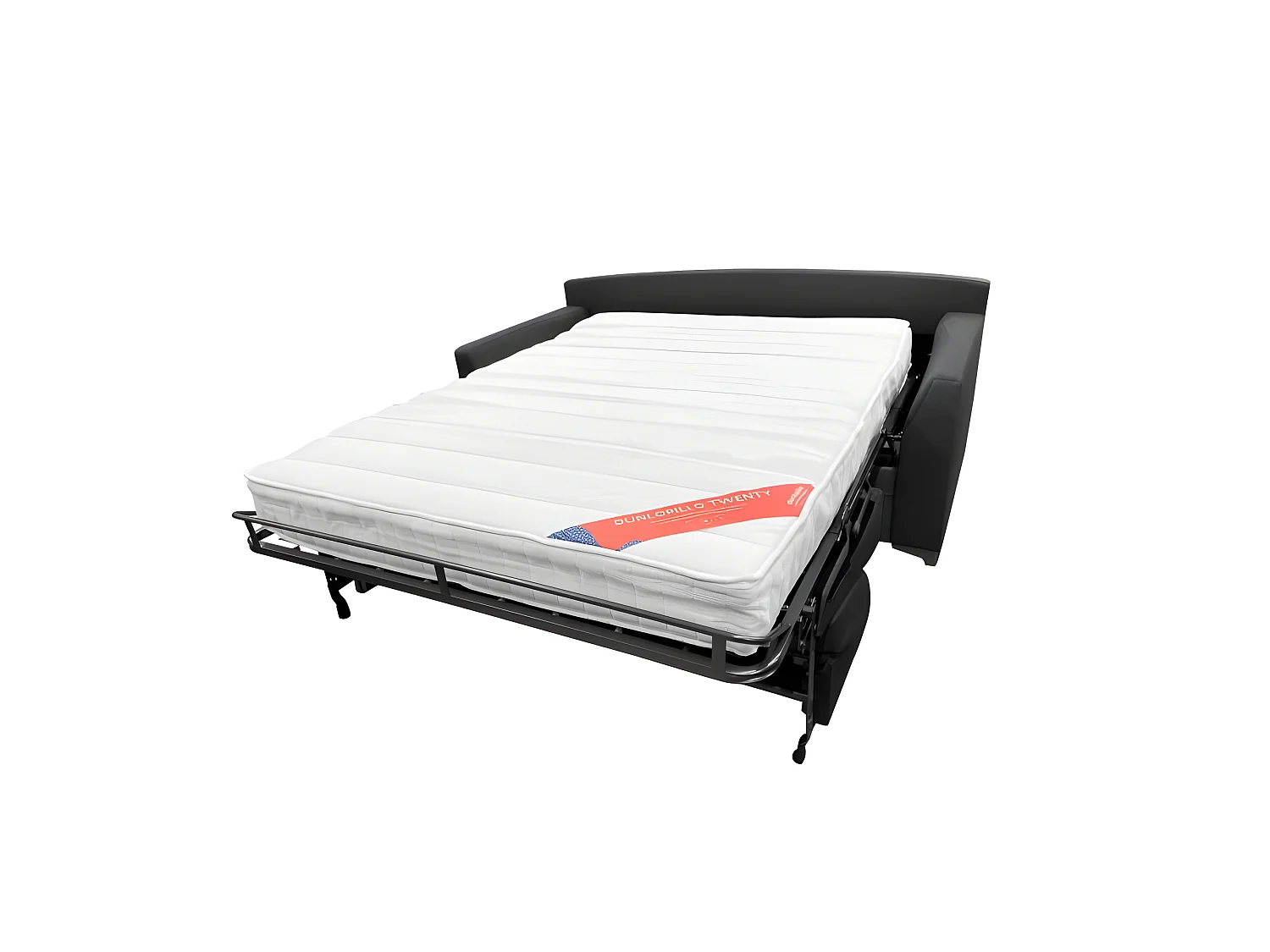 MODESTO Canapé convertible 3 places gris charbon matelas Dunlopillo 140cm