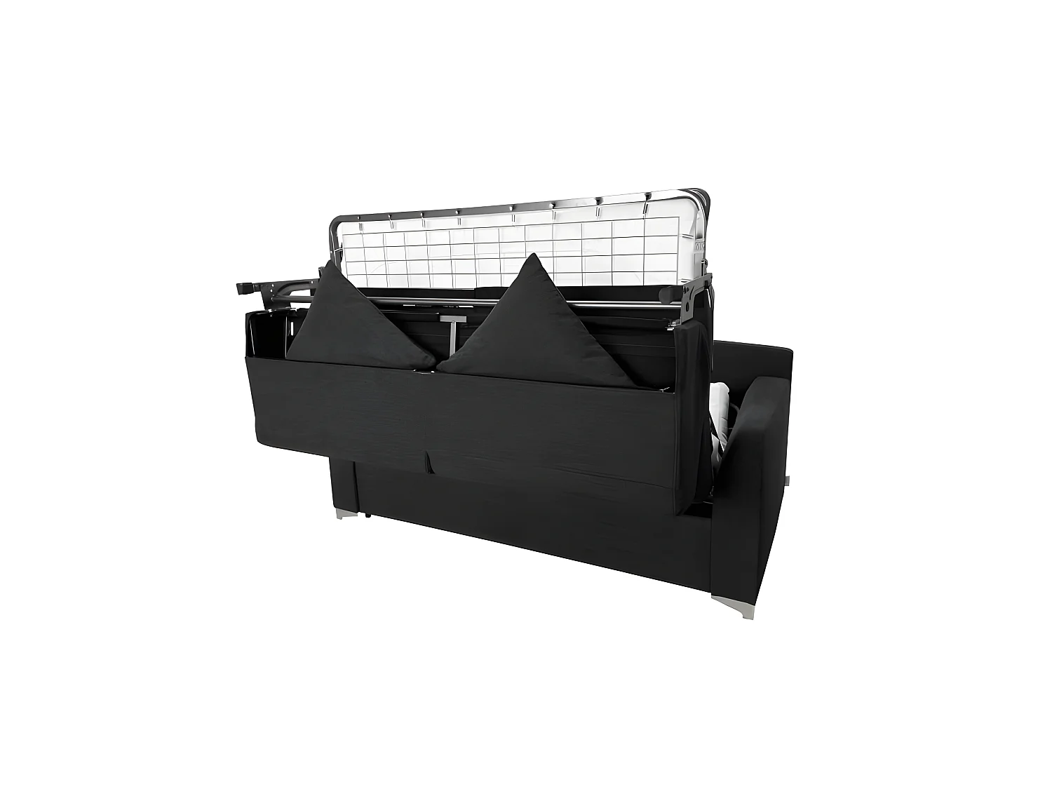 MODESTO Canapé convertible 3 places gris charbon matelas Dunlopillo 140cm