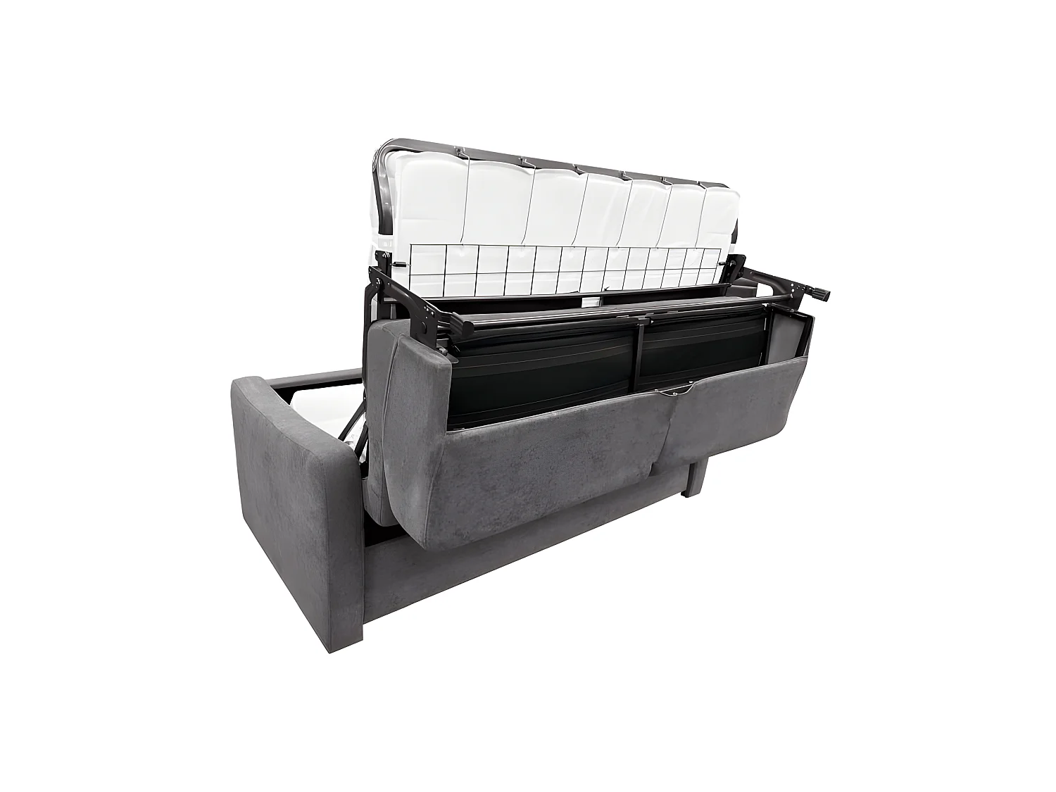 NASSAU Canapé convertible 3 places gris souris matelas Dunlopillo 140cm