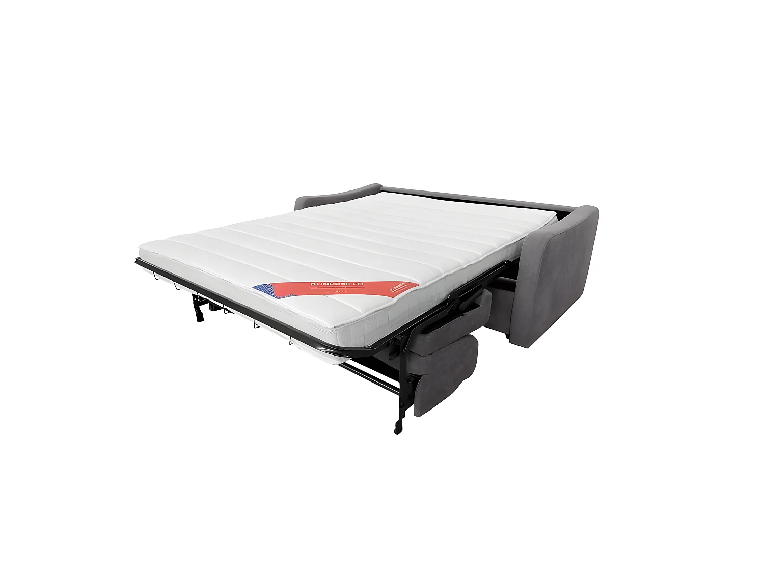 NASSAU Canapé convertible 3 places gris souris matelas Dunlopillo 140cm