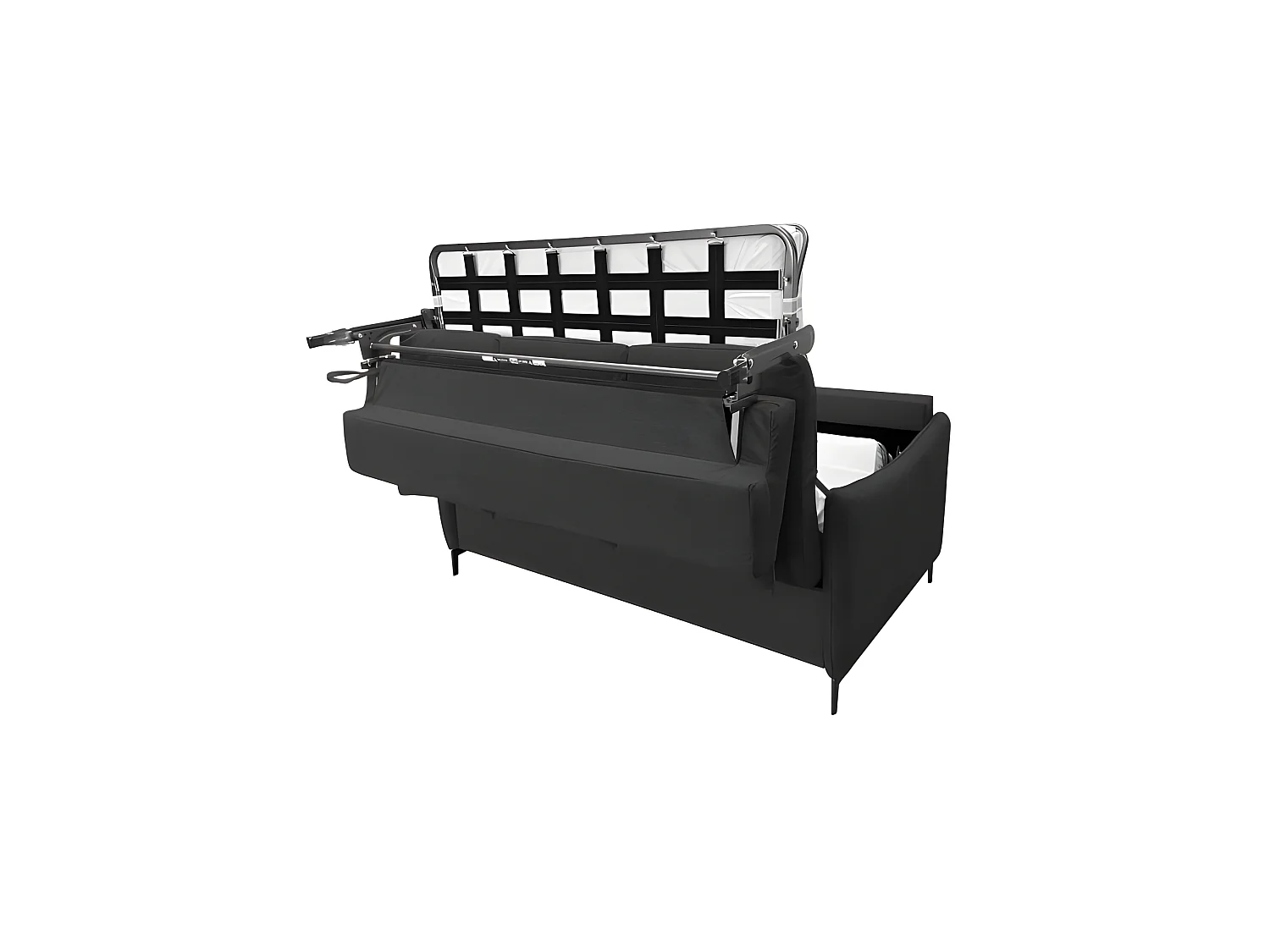 PICADILY Canapé convertible 3 places noir matelas Dunlopillo 140cm