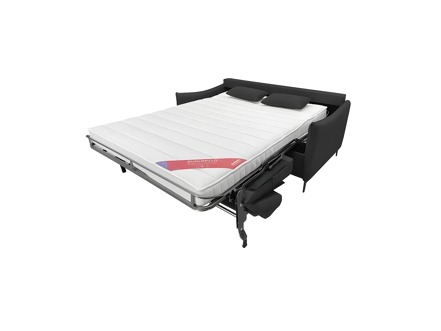 PICADILY Canapé convertible 3 places noir matelas Dunlopillo 140cm